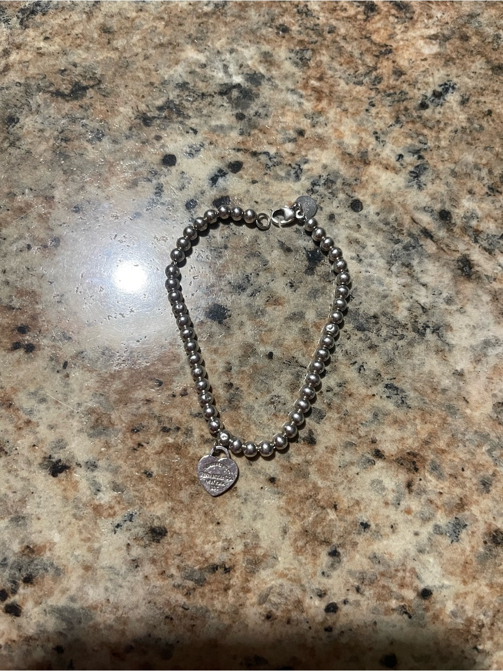 Tiffany & Co. Silver Beaded Bracelet with Heart Tag